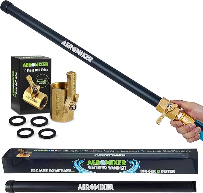 Watering Wand 22" L x 1" W Heavy Duty Garden Watering Wand For Garden Hose with Anti-clog Water Break - Watering Wand Can Be Used with Standard 3/4"Garden Hose with 3/4-1" Adapter Included