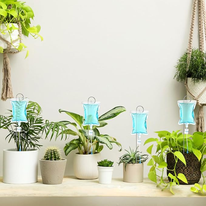 Norme 9 Pcs Plant Drip Irrigation Set 500 ml Drip Water Bag Plant Waterer with Support Rod Stakes Self Watering Spikes Automatic Watering System for Potted Indoor Outdoor