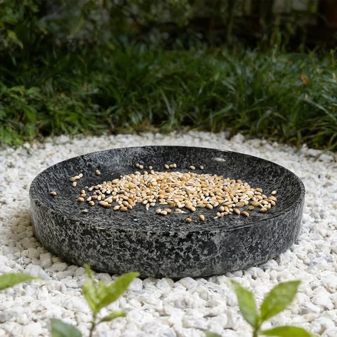 Stone Bird Bath, 10 inch Heavy Bird Bath Bowl Only for Outdoor,Tabletop, Ground Patio Garden Decor, Weather-Resistant Easy to Clean