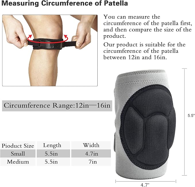 Knee Pads Comfortable Non-Slip, Thick Extra Foam Cushion kneepads for Scrubbing Floors, Gardening, Yoga & Construction, Soft Inner Liner, Strong Double Straps and Adjustable Easily for women(L)