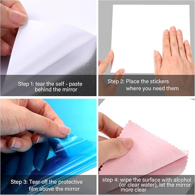 Zonon Flexible Mirror Sheets Self Adhesive Non Glass Mirror Tiles Stickers for Home Wall Decor(10 Pieces,7.9 x 7.9 Inches)