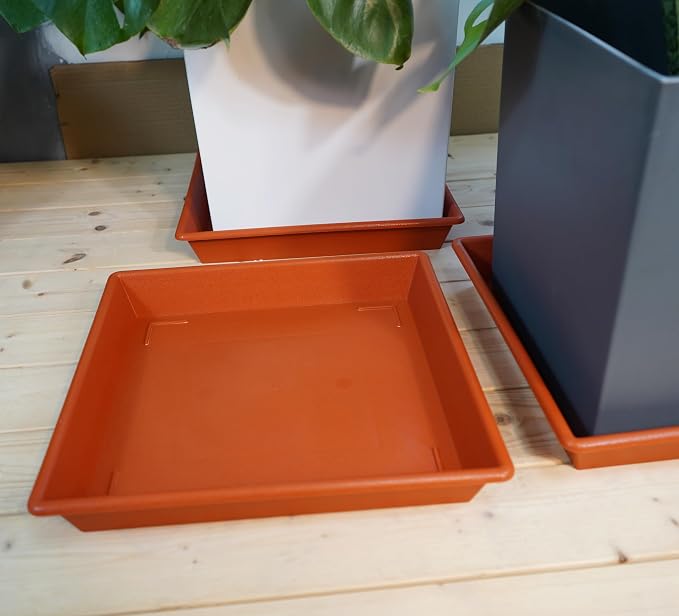 NIMYAU Square Plant Saucer 20 Inch 2 Pack, Large Plant Trays for Pots Heavy Duty Plastic Plant Saucers for Indoors Outdoors, Flower Pot No Holes Terracotta Plant Lover Gardening Gifts