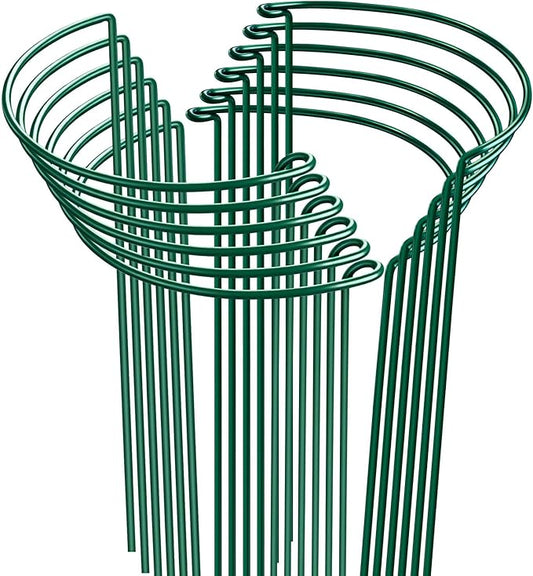 HiGift 12 Pack 10" W x 24" H Plant Stakes for Indoor Plants, Metal Garden Peony Support Cages, Outdoor Plant Supports Ring Prop, Large Plant Stake for Hydrangea,Rose,Flower,Vine,Potted Plants