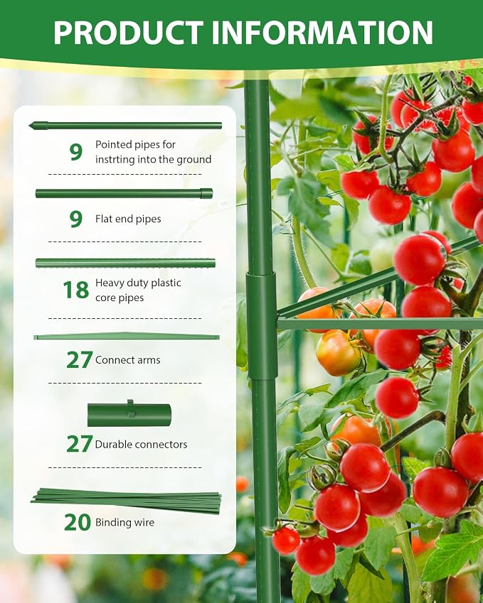 MYMULIKE 3 Pack Extra Larger Tomato Cages, 51in*17in Adjustable Tomatoes Plant Stakes Support Cages Trellis for Garden, Garden Trellis for Vegetable Flowers Fruits Climbing Plants