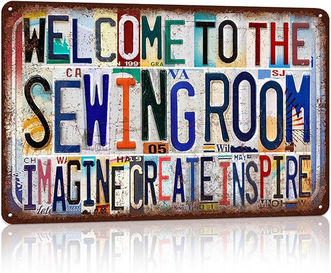 Vintage Sewing Room Wall Decor Welcome to The Sewing Room Metal Sign Tin Signs Poster - imaging create inspire