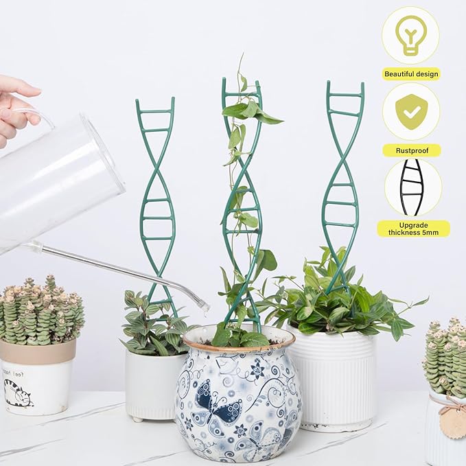 Yohsnor Indoor Plant Trellis for Potted Plants - Upgraded Metal Spiral Design for Climbing Plants, Durable Powder Coated Support for Small Houseplant Pots, Ideal for Indoor & Outdoor Use