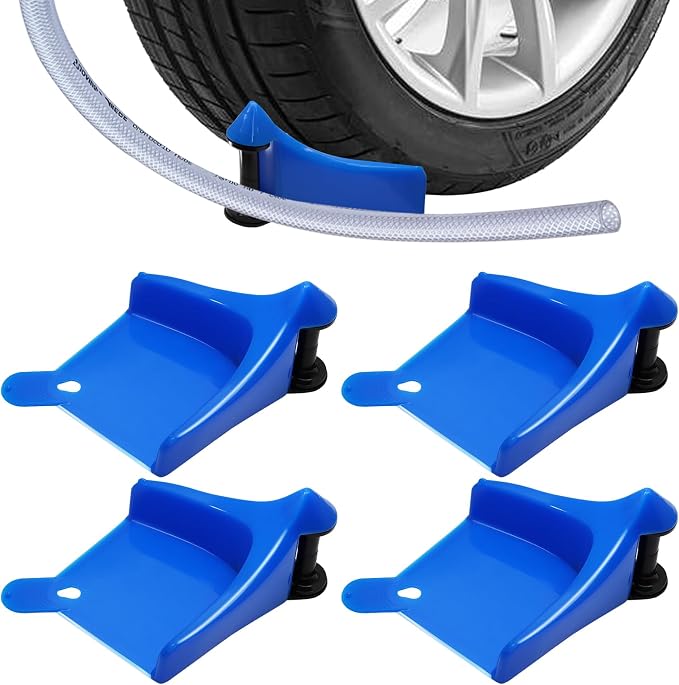 Uenhoy 4 Pack Car Hose Guide for Car Washing, Blue Tire Hose Roller Preventing Stucking and Snagging Under the Wheels, Plastic Wash Tool for Motorcycle Truck SUV RV