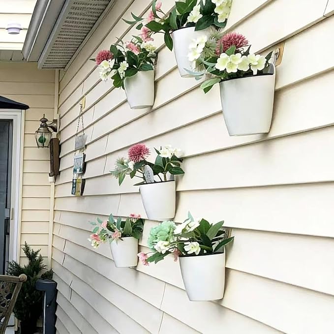 ORIMERC 4 Inch Self Watering Hanging Planters, Wall Mounted Plant Pots with Complete Accessories, Automatic Watering Flower Pots for Indoor Outdoor Garden, Succulents, Herbs, Home Décor, Set of 6