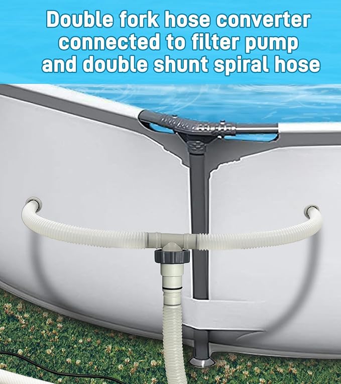 Pool Hose Connector for Leak-Proof Dual Seal and Stable Water Flow, 1.5" to 1.25" T-Joint Pool Hose Adapter for Pool Parts and Accessories Replacement, Easy No-Tool Install for Above Ground Pools