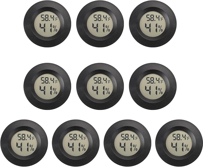 Mini Hygrometer Digital Thermometer Humidity Meter 10 Pack Hygrometer Thermometers Indoor/Outdoor Humidity Monitor Reptile Thermometer for Greenhouse Garden Cellar Fahrenheit(℉)/ Celsius(℃)