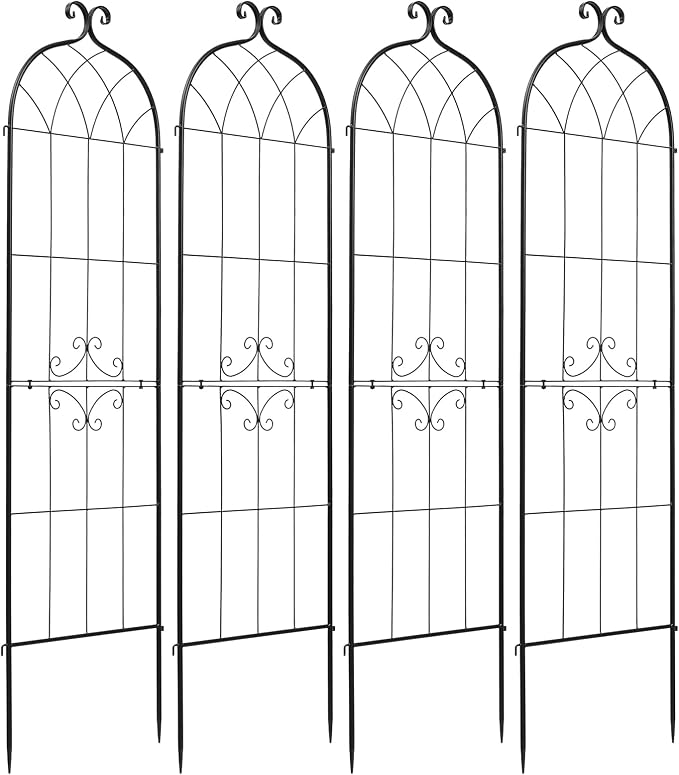 VEVOR Garden Trellis, 71 x 20 inch Rose Trellis, 4 Packs Garden Flower Rose Trellises with Powder-Coated Finish & Convenient Locking Design, Plant Support Trellises for Flowers, Vegetables, Roses