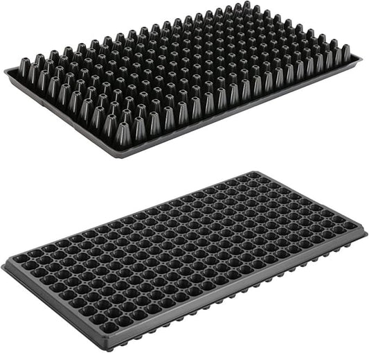 RooTrimmer 10 Pack 200 Cell Seed Starter Trays- Thick Durable Plastic Nursery Flats with Drainage Holes for Seedlings, Propagation, Seed Germination, Fits Shallow 1020 Trays