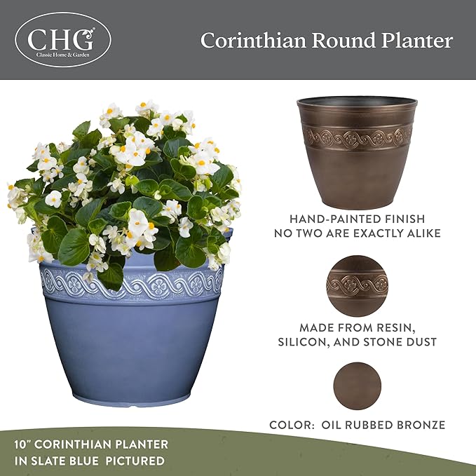 Classic Home & Garden by Growscape Corinthian Planter,10" Oil Rubbed Bronze