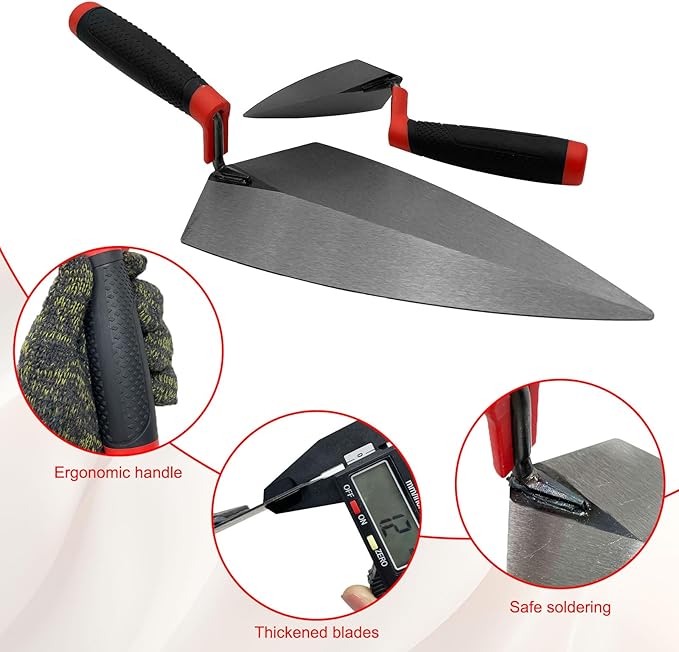 Concrete Tools 4pcs/Set,Plastering Trowel 2pcs, Masonry Trowels 2pcs, Masonry Hand Kit for Wall Floor Tiling Installation