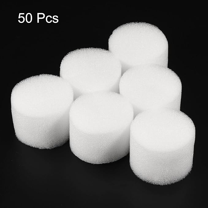 MECCANIXITY 50pcs Hydroponic Sponges, 1.57" Growing Media Cylindrical Sponges for Home Vegetable Flower Planting, White