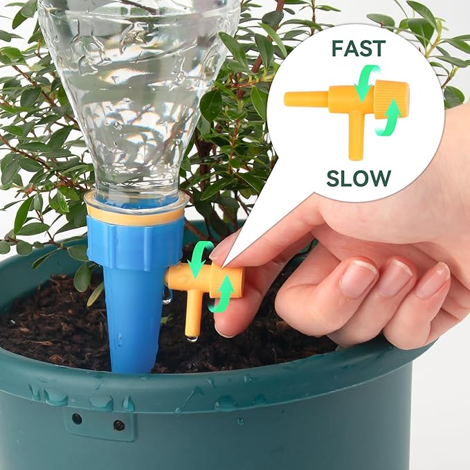 22 Pack Self Watering Spikes for Plant, 11 Blue & 11 Green Automatic Plants Waterer, Insert Devices with Adjustable Valve Switch for Garden Water Planter System Indoor & Outdoor