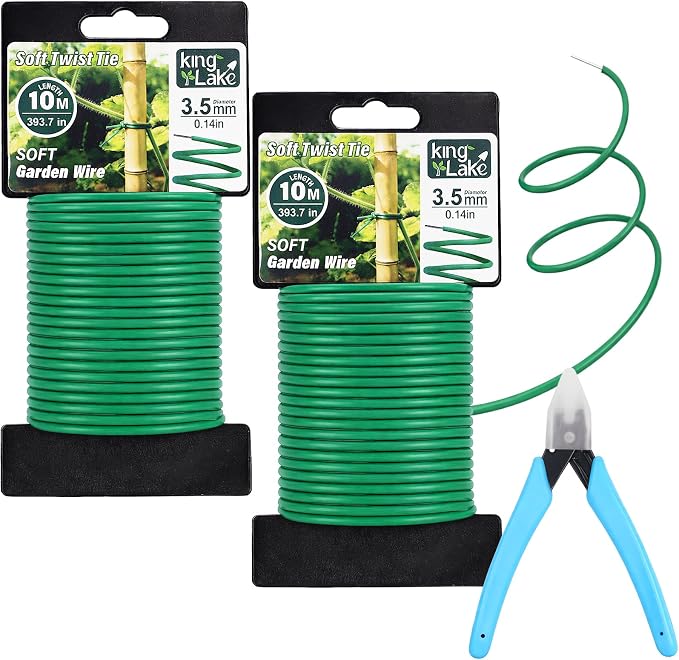 KINGLAKE Green Garden Wire with Pliers - 66 Feet 3.5mm Garden Ties Soft Plant Twist Ties Plant Wire for Climbing Plants Tomatoes Support Vines Vegetables Flowers Indoor & Outdoor Gardening Training