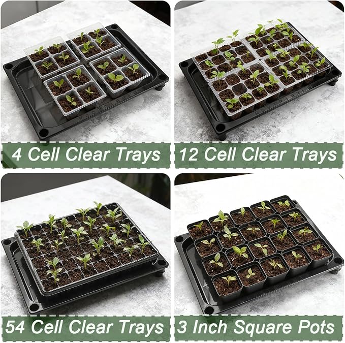RooTrimmer 5-Tier Seed Starter Trays, Plant Stand, with Bottom-Watering Design– Reinforced Thickened Shelf for Small Pots, Balcony/Indoor Seed Starting & Greenhouse, Black