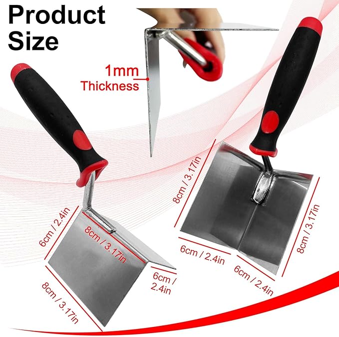 Drywall Corner Tool 2pcs/Set, Stainless Steel Sheetrock External Corner Trowel & Internal Corner Trowel