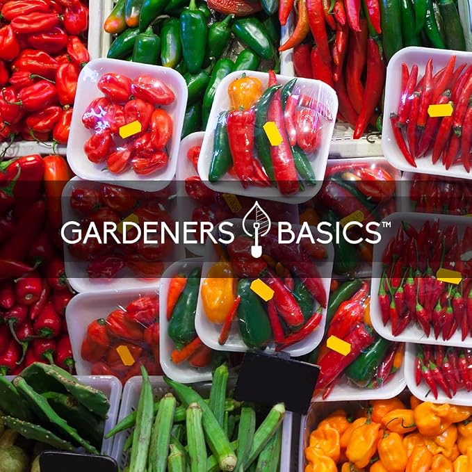 Gardeners Basics, Habanero Pepper Seeds for Planting - 5 Varieties Pack Hot Pepper Seeds, Red, Orange, Yellow, Chocolate, White Habanero Seeds Non GMO, Heirloom Garden Seeds