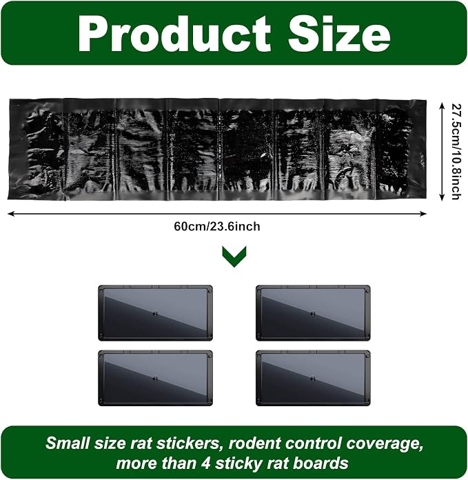 Qualirey 16 Pcs Large Sticky Mouse Glue Traps Black Sticky Rat Trap that Work for Rats Roaches Rodents Heavy Duty Pre Baited Mats Indoor Outdoor Catch Pest (24 x 11 Inches)