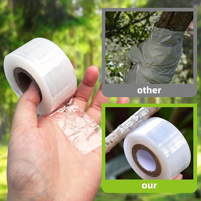 Flylin 4 Pcs Grafting Tape, Stretchable Grafting Tape Nursery Sealing 30 mm Width Tree Bandage Repair Tape Wrap for Seedlings or Ornamentals