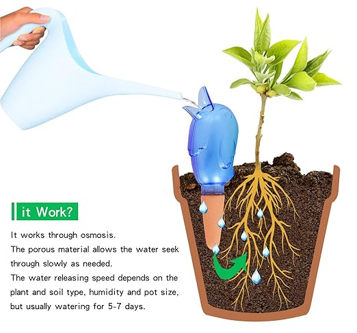 Self Watering Spikes Plant Watering Devices for Plant Growth Self Watering Planter Insert Cute Bird Watering Stakes 4 Packs