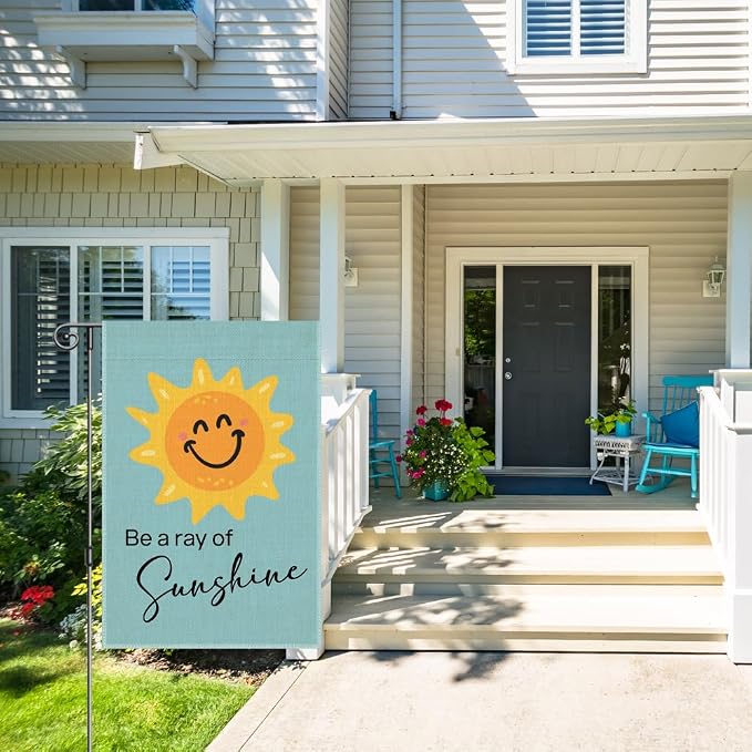 Perfectinsoy Be A Ray Of Sunshine Garden Flag, Sunny Garden Banner, Community Progress Welcome Yard Party Holiday Home Farmhouse Patio Porch Lawn Outdoor Decor, Sunshine Garden Flag Decor