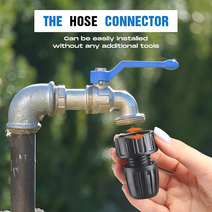 Pushglossy 32 Pcs 1/2" Tubing Irrigation Fittings Kit 1/2" ID x 0.6-0.63" OD 16 mm Drip Irrigation Barbed Connectors 4 Switch Valves, 8 Tees, 8 Couplings, 4 Elbows, 4 Ends, 4 Adapters (Blue, Black)