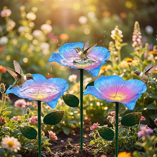 AIIONP Handmade Metal Flower Garden Stake, 2026 New Outdoor Garden Decor, Weather-Resistant Decorative Yard Art for Backyard, Artistic Metal Flower Stake for Garden Enthusiasts (3, Blue)