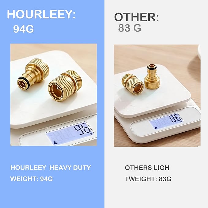 Hourleey Garden Hose Quick Connect, 6 Set Solid Brass 3/4 Inch GHT Thread Garden Hose Quick Connect Fittings, No-Leak Male and Female Water Hose Quick Release Connectors