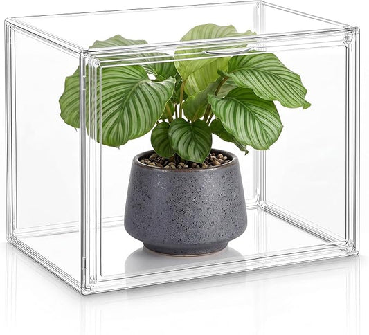 Novabright Mini Greenhouse Indoor, Clear Portable Tabletop Green House with Magnetic Door for Seed Starting, Plant Grow Warmer and Home Gardening Display (14.1 x 10.6 x 9 Inch)