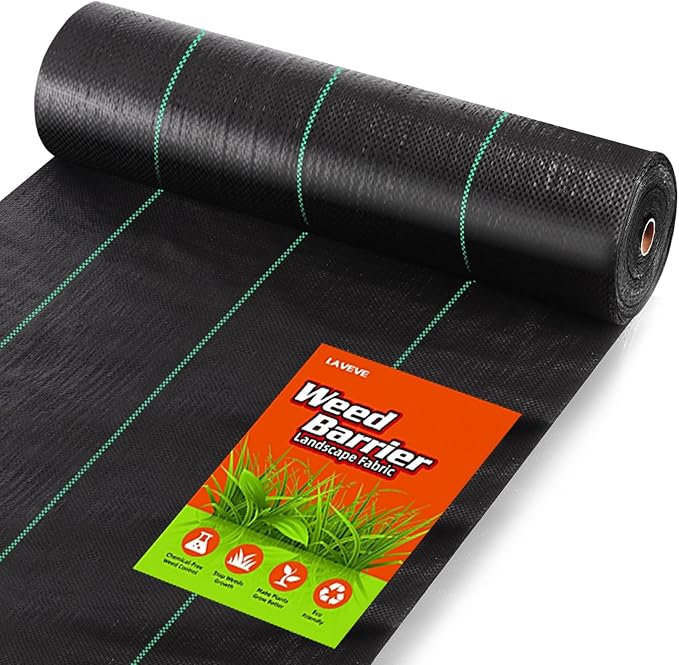 LAVEVE 6FT x 300FT Weed Barrier Landscape Fabric Heavy Duty, 3.2oz Premium Garden Ground Cover Mat for Weed Control, Gardening, Plant Beds and Farming