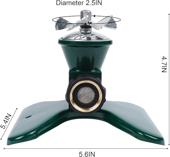 Biswing 3 Pack Lawn Sprinkler, Heavy Duty Metal Square Garden Sprinkler, 360 Degree Large Area Irrigation, Connectable Rotating Automatic Water Sprinklers for Yard Lawn Garden Watering