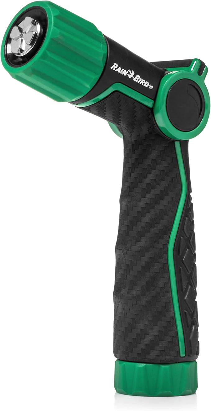 Rain Bird TCNZLADJ Garden Hose Nozzle, Thumb Control, Carbon Fiber Texture, Adjustable Spray Patterns