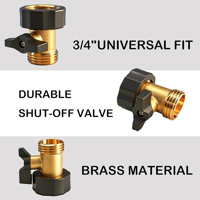 Xiny Tool Garden Hose Shut Off Valve, 4 Pack 3/4 Inch Heavy Duty Brass Water Shut Off Valve, Garden Hose Connector Extended Handle with 8 Extra Rubber Washers