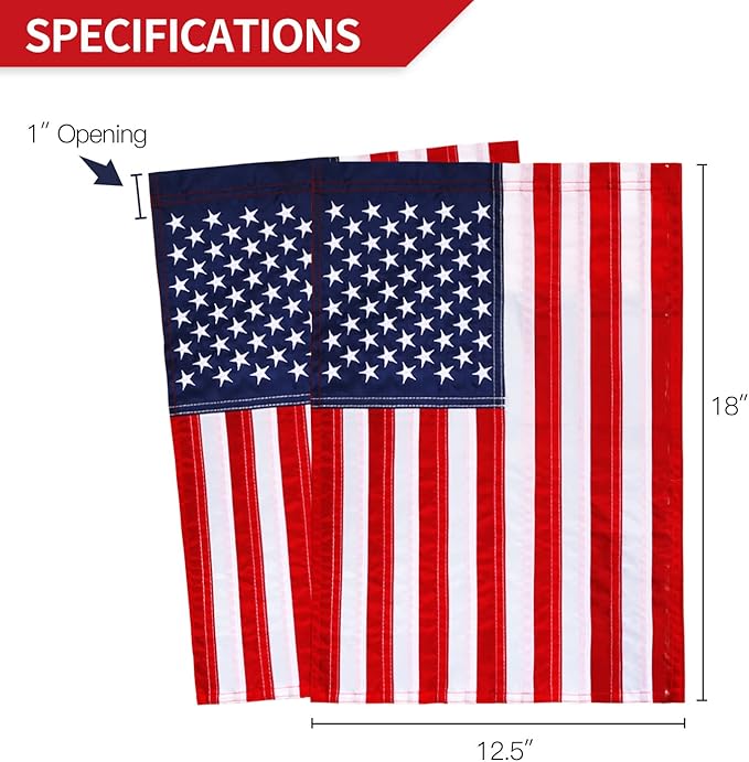Anley Embroidered Stars US National Garden Flag, American United States July 4th Independence Day Patriotic Decorative Yard Flags - Sewn Stripes & Double Stitched - 18 x 12.5 Inch