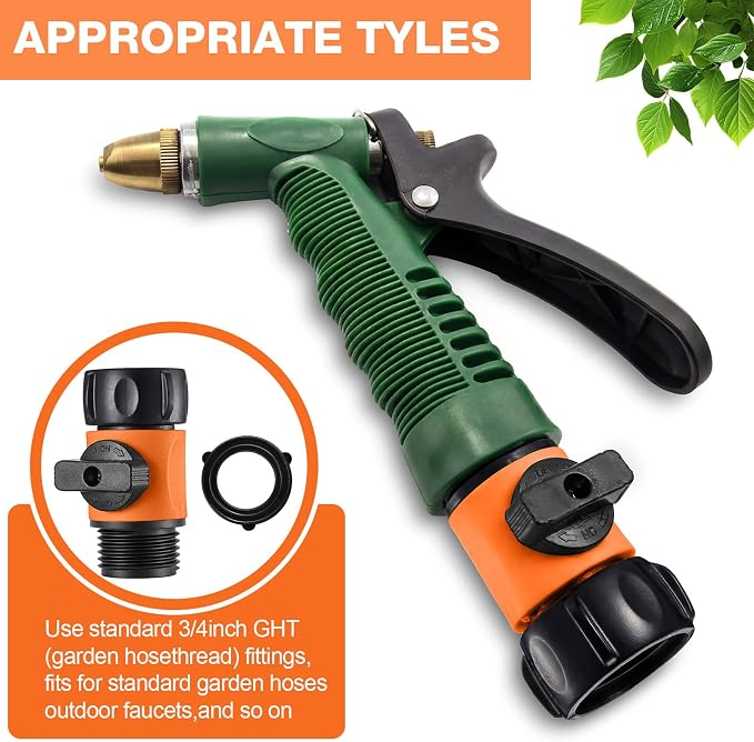 Hotop 6 Pcs Garden Hose Shut Off Valve Plastic Connect Water Hose Turn Off Valve with Anti Leak Standard 3/4 Inch Thread and Rubber Gaskets (Orange)