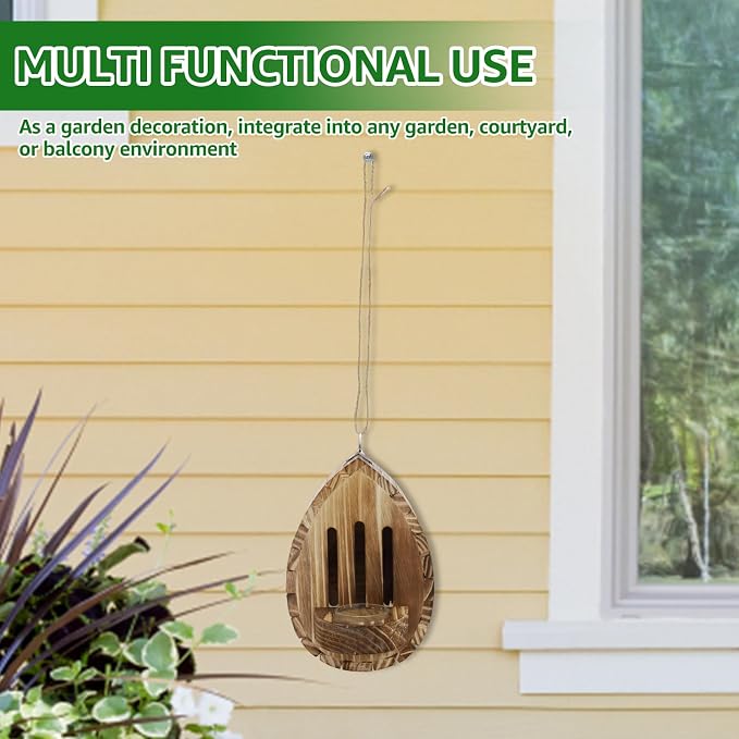 Wooden Butterfly House and Feeder, Butterfly Habitat Nesting Box, Natural Hanging Garden Outside Decoration, Multifunctional Butterfly Houses for Bugs, Butterflies, Moths, Lacewings