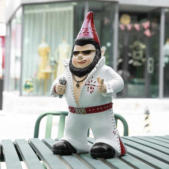 Large Singer Gnome Garden Statue Outdoor Resin Dwarf Figurine Decor Home Decoration Funny Sculpture for Patio Poch Yard Backyard Ornament Housewaiming Unique Gift