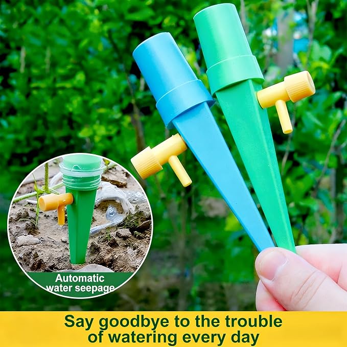 New!Self Watering Spikes for Pots Indoor Plants,Universal Bottle Mouth,Automatic Irrigation Stakes,Slow Release Water Valve,Vacation Proof Drip