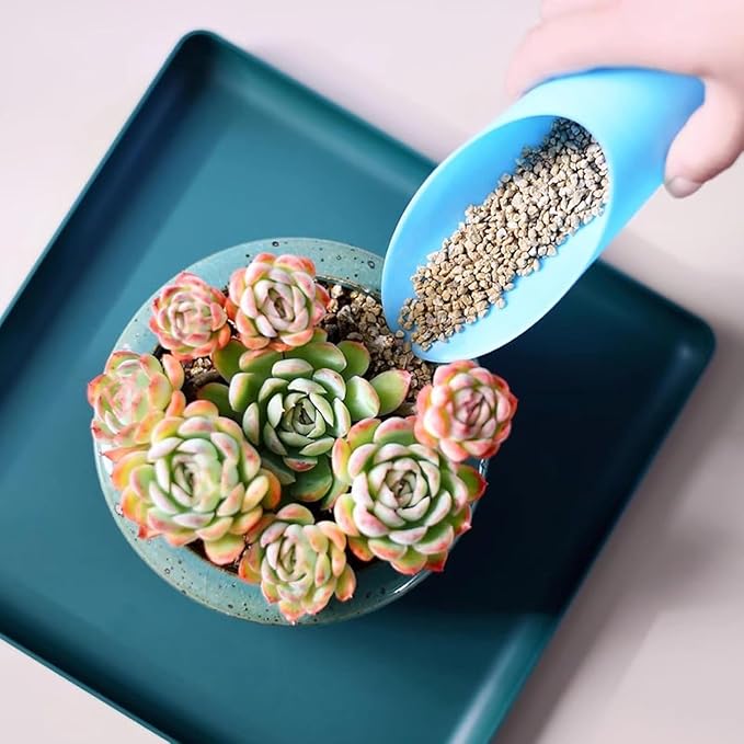 8Pcs Set Mini Garden Shovel Hand Tools Transplanting Potting Tool Set Indoor Soil Spoon Scoop Plastic Kits (Blue-8pcs Set)