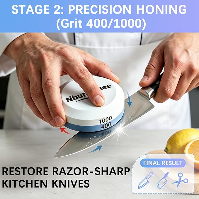 Sharpening Stone Set – 2-Pack Dual Grit Whetstones 180/320 & 400/1000 – Knife & Tool Sharpener for Kitchen, Camping, Bushcraft, Pocket Knives, Axes & Chisels – Portable Whetstone Stones