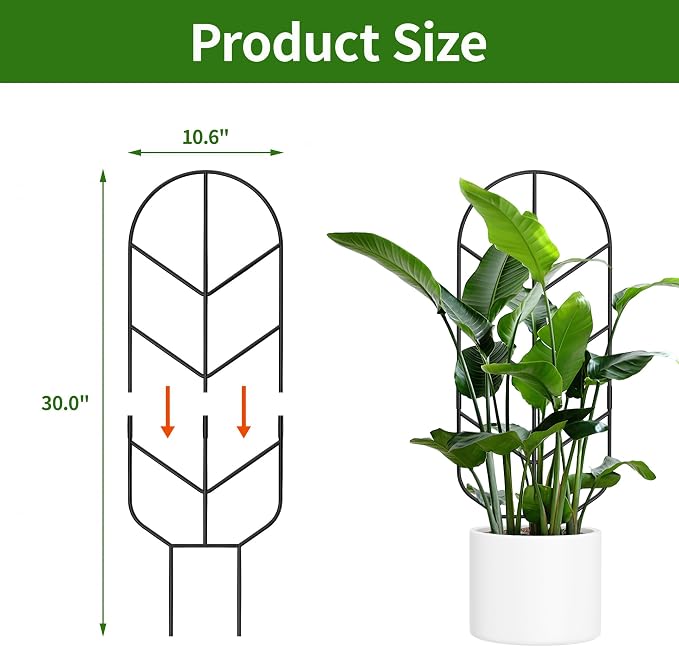 4 Pack 30'' Large Metal Plant Trellis for Climbing Plants, Tall Plant Support for Indoor & Outdoor Use, Modern Decorative Trellis for Potted Plants (4 Pack)