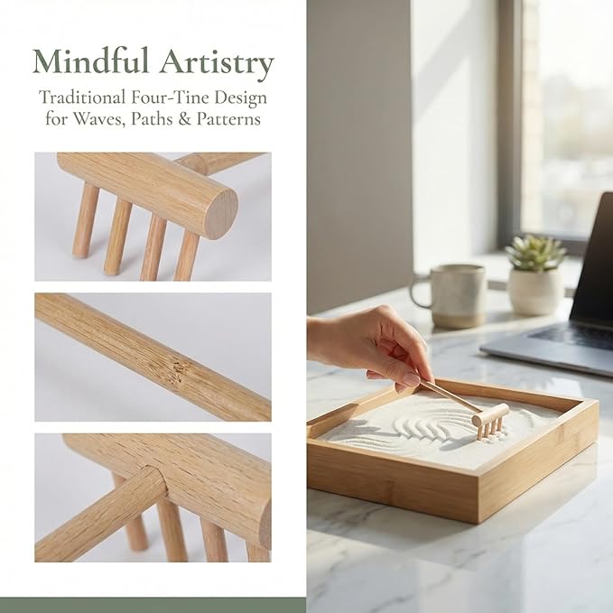 Garneck 64Pcs Mini Zen Garden Rakes Set Sand Rakes for Meditation Mini Zen Garden Accessory Smoothing Sand Table Desktop Decor and Feng Shui for Home Office