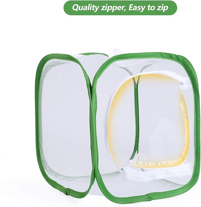 Butterfly Habitat Insect Cage, Small, 12 x 12 x 12 Inches | Caterpillars Enclosure, Pop-up Clear Mesh, 6 Mesh Panels