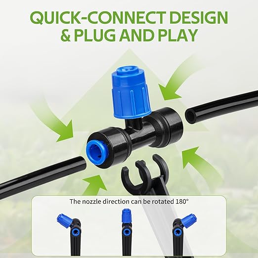 HIRALIY 140FT Quick-Connect Drip Irrigation Kit, Garden Watering System with 120FT 1/4" Tubing, 20FT Main Hose & 24 Adjustable Drippers for Raised Beds, Vegetable Rows & Larger Gardens