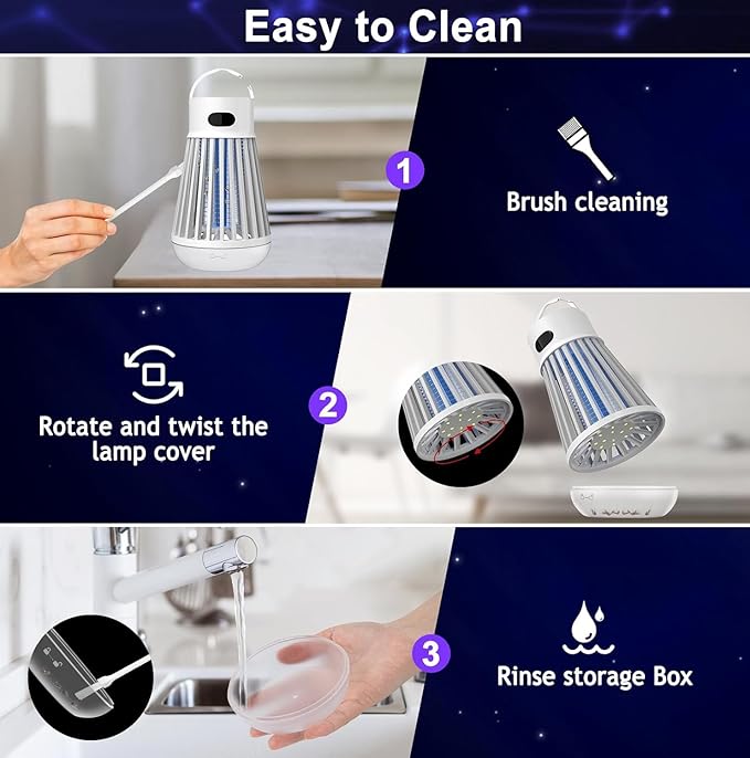 Bug Zapper Indoor Outdoor Mosquito Zapper, LED Rechargeable Fly Zappers Mosquito Killer Lamp with Storage Box, Waterproof 2000V Bug Light Trap for Home Kitchen Backyard Garden Camping Patio