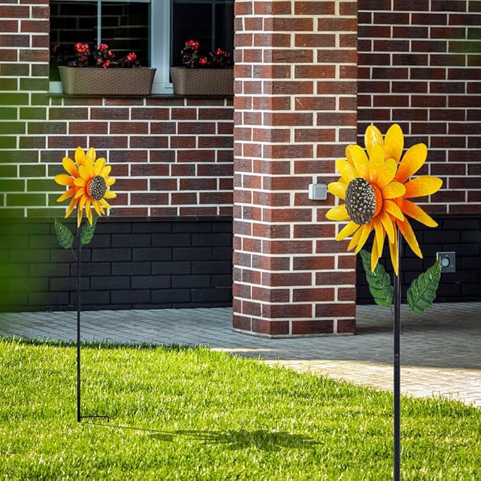 Viveta Sunflower Wind Spinner, 56" Metal Wind Spinner with Stake, Wind Spinners for Yard and Garden Lawn Patio Decor