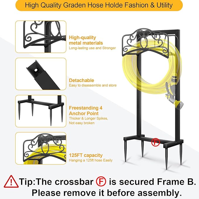 Garden Hose Holder -Upgraded Hose Holder Holds,Freestanding Heavy Duty Hose Hanger,Sturdy Hose Stand and Hose Storage for Lawn & Yard,Black(Butterfly-Style)